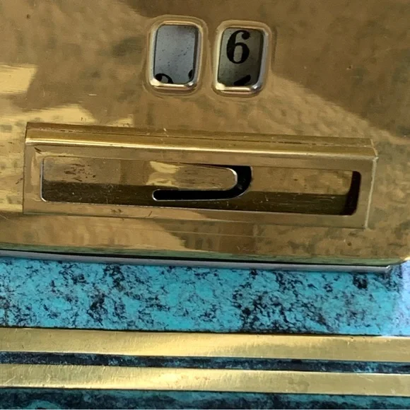 Vintage 40s Jakob Maul Brass & Marble Perpetual Desk Calendar EUC - Picture 9 of 10